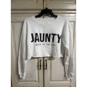 Jaunty Women's Midriff Sweatshirt White Sz Small Made In The USA
